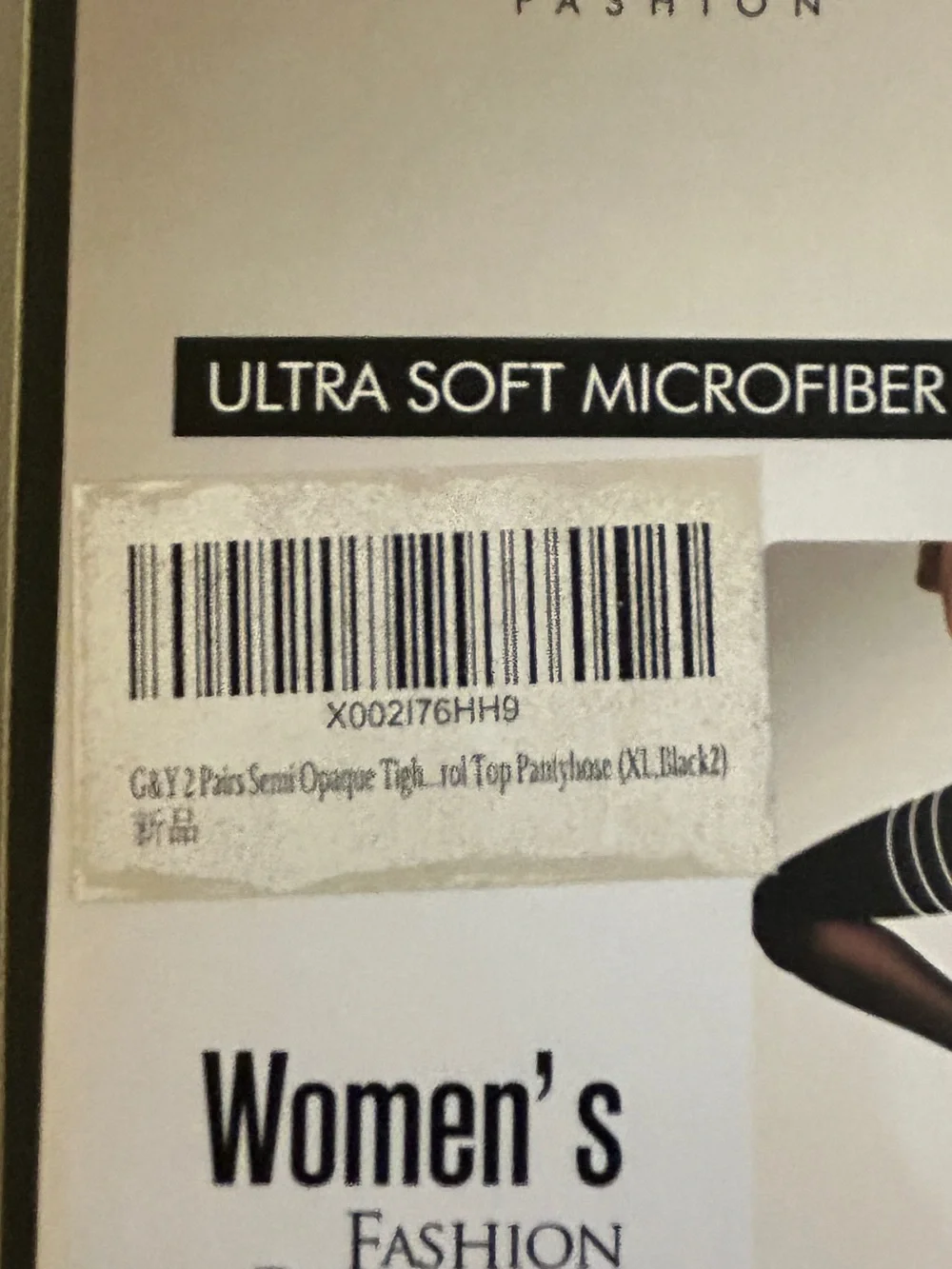 G&Y Fashion Ultra Soft Black Microfiber Tights Pantyhose 2-Pack Size XL - Picture 4 of 4